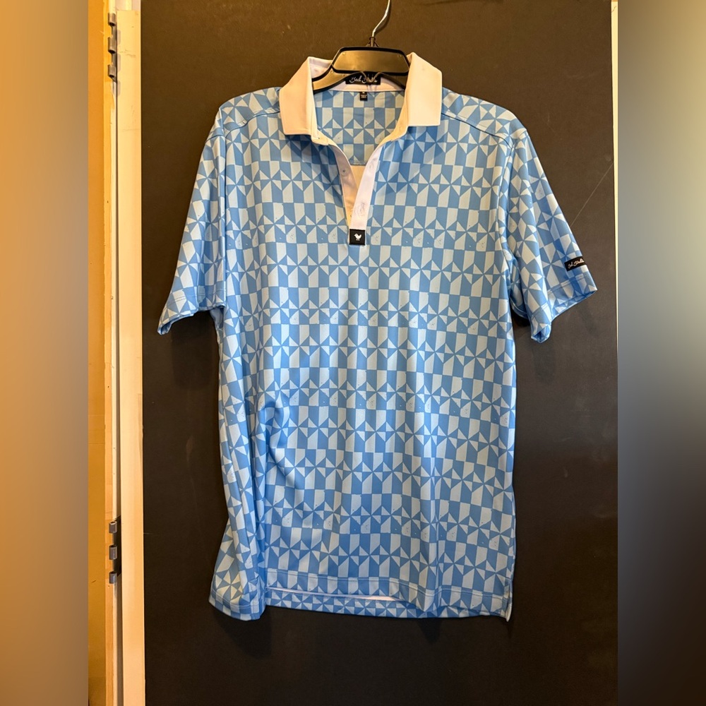Bad Birdie Light Blue Geometric Polo